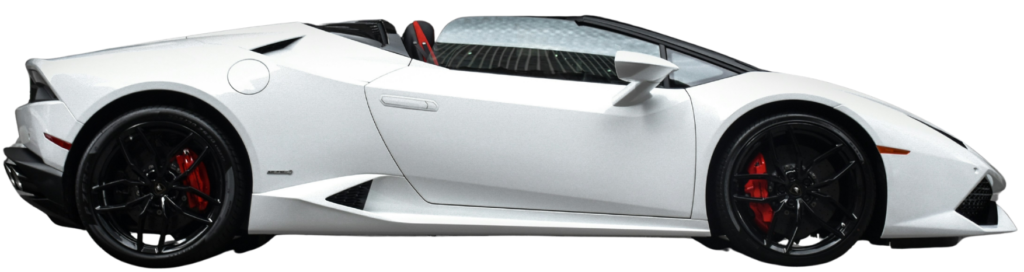 Image of a white Lamborghini Huracan EVO Spyder